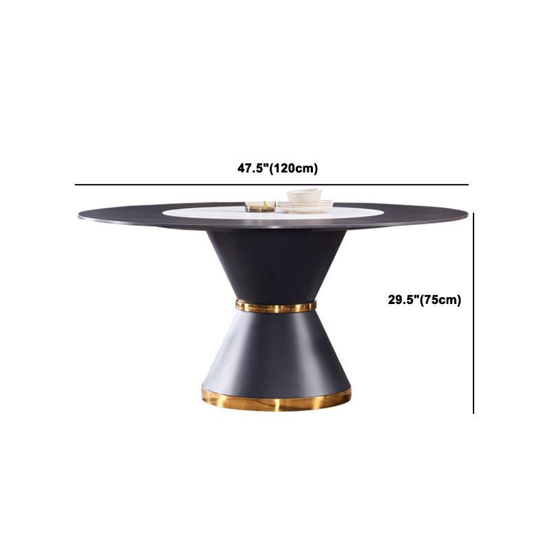 Contemporary Round Sintered Stone Table Set 1/7 Pieces Dining Set