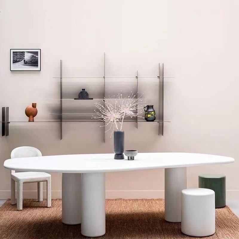 Bureau de bureau en bois de style contemporain Bureau de tâche de forme irrégulière avec 3 jambes en blanc