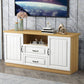 Moderne Holz -TV -Ständer Open Storage TV -Konsole mit Schubladen und Türen, 16 "D x 27,5" H