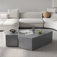 13"H Contemporary Coffee Table Grey Coffee Cocktail Table with Drawer