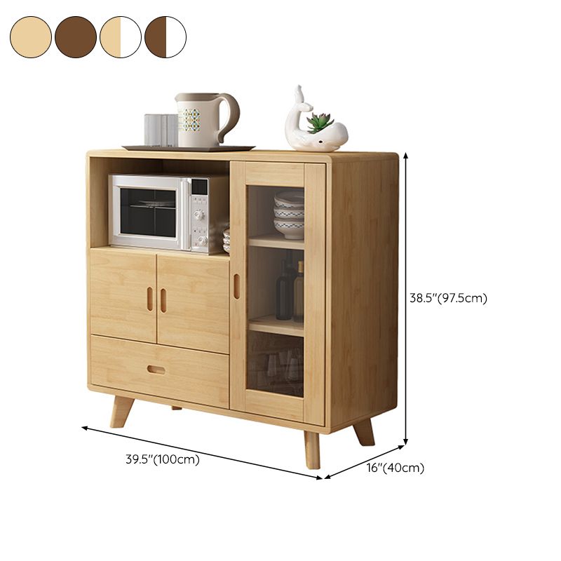 Solid Wood Buffet Table Modern 38.4-inch Side Board with Cabinets and Drawer Clearhalo 'buffet_sideboard' 'Buffets & Sideboards' 'furn' 'furn_buffet_sideboard' 'Furniture' 'Kitchen & Dining Furniture' 1200x1200_23434df2-c471-48fb-9623-e4162a21e517