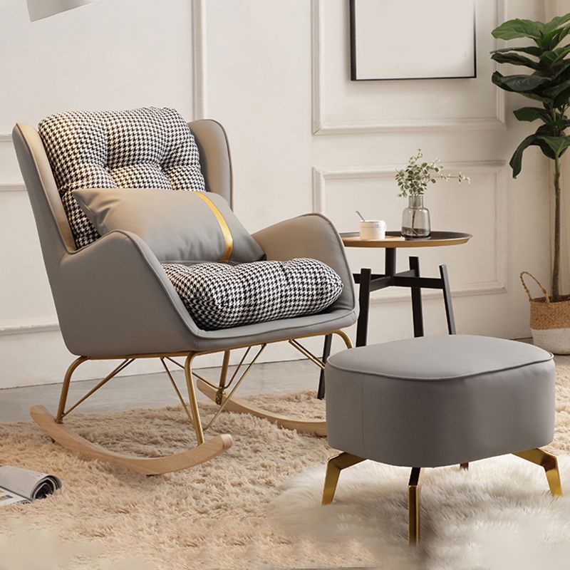 Modern Style Rocking Chair Metal Frame Doll Cotton Filling Cushion Wingback Rocker Chair Clearhalo 'Chairs & Seating' 'furn' 'furn_rocking_chairs' 'Furniture' 'Living Room Furniture' 'Rocking Chairs' 'rocking_chairs' 1200x1200_23449e9c-78e4-4ac0-97f1-4114f0bbd13b