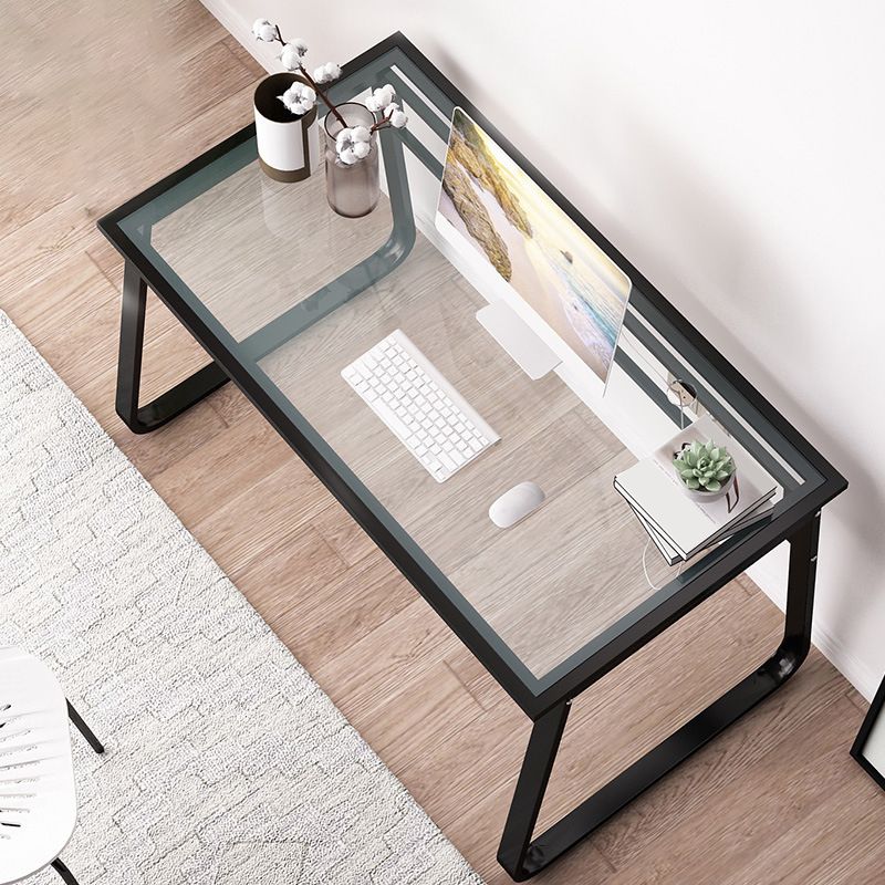 Modern 28.54" Tall Office Desk Glass Top Rectangular Writing Desk Clearhalo 'furn' 'furn_office_desk' 'Furniture' 'Office Desks' 'Office Furniture' 'office_desk' 1200x1200_2344da8b-7b96-46b7-938a-96229e4d1272