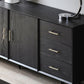 Tavolo da buffet Glam in legno massello nero Tavolo da buffet Glam con 6 cassetti e 2 ante