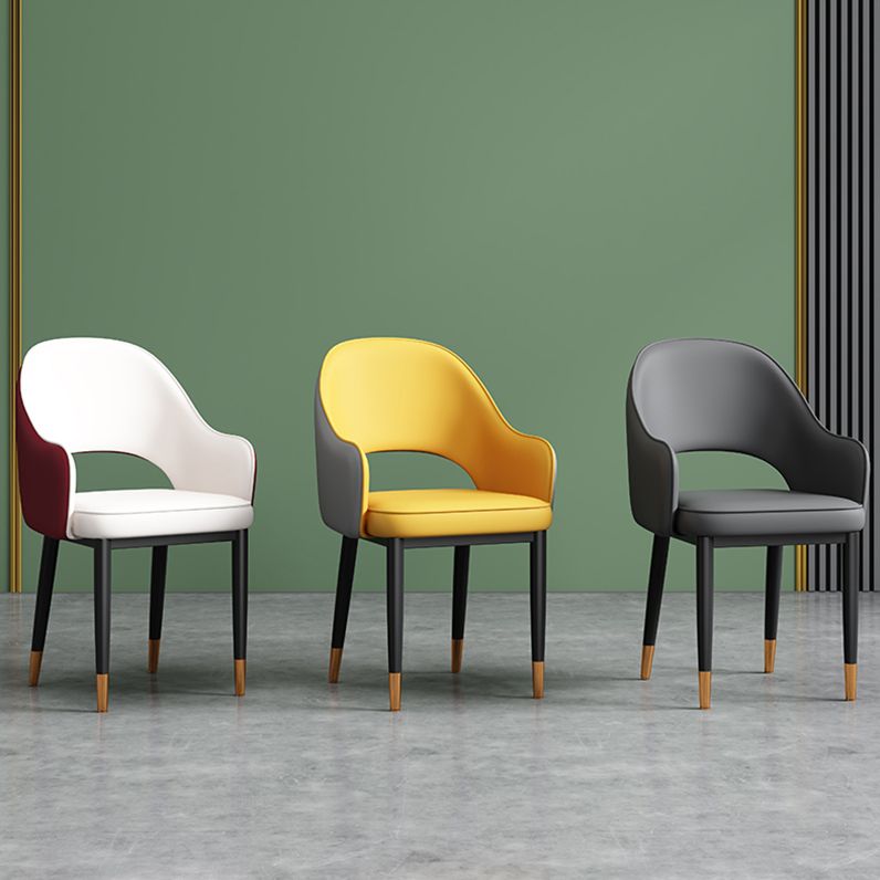 Scandinavian Meeting Room Open Back Arm Chair Matte Finish Leather Dining Chair Clearhalo 'Dining Chairs' 'Dining Tables & Seating' 'dining_chair' 'furn' 'furn_dining_chair' 'Furniture' 'Kitchen & Dining Furniture' 1200x1200_234862c6-fa4d-4ed0-91d1-e3a55d6560c0