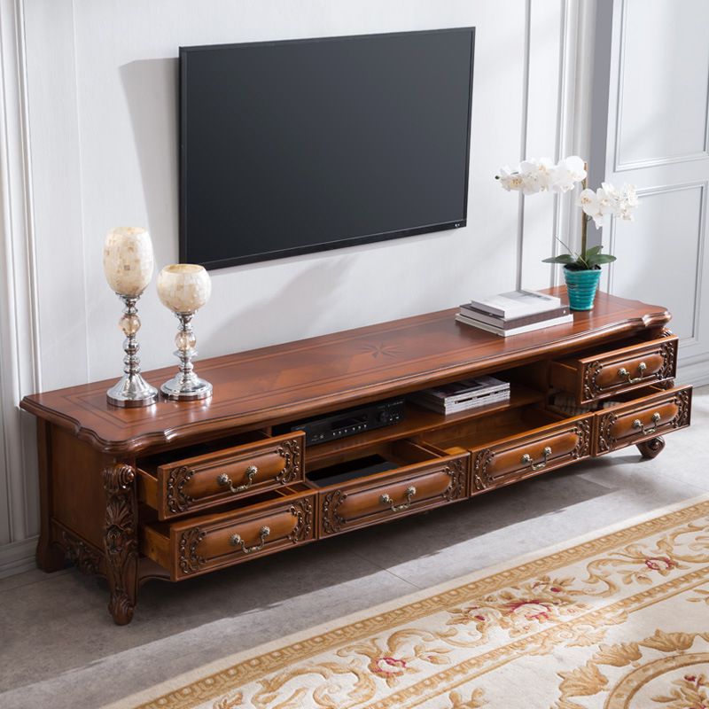 Traditional Rubber Wood TV Console Open Storage TV Media Stand for Living Room Clearhalo 'furn' 'furn_tv_stands_entertainment_centers' 'Furniture' 'Living Room Furniture' 'TV Stands & Entertainment Centers' 'TV Stands & Media Storage Furniture' 'tv_stands_entertainment_centers' 1200x1200_2348d56b-bca7-404d-baa1-b74288e7da00