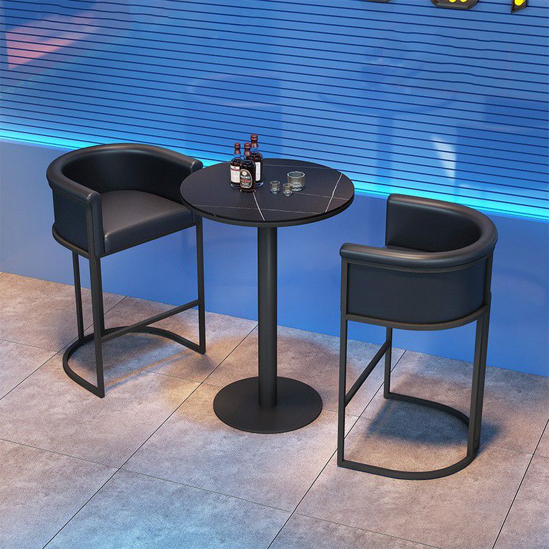 1/2/3 Pieces Industrial Black Bar Table Set Round Bistro Set with Solid Back Stools Clearhalo 'Bar Furniture' 'furn' 'furn_home_bar_bar_sets' 'Furniture' 'Home Bars & Bar Sets' 'home_bar_bar_sets' 'Kitchen & Dining Furniture' 1200x1200_2349380a-dcab-47ed-93a9-f2cf93c8888d