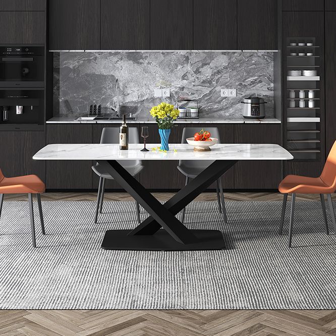 Metal Modern Rectangular Dining Table Sintered Stone Table for Dining Room Clearhalo ' dining_table' 'Dining Tables & Seating' 'Dining Tables' 'Furniture' 'furniture_dining_table' 'Kitchen & Dining Furniture' 'kitchen&dining_furn' 'kitchen' 'kitchen_dining_table' 1200x1200_234938b2-4d20-4b14-a529-2cc25df2d1a2