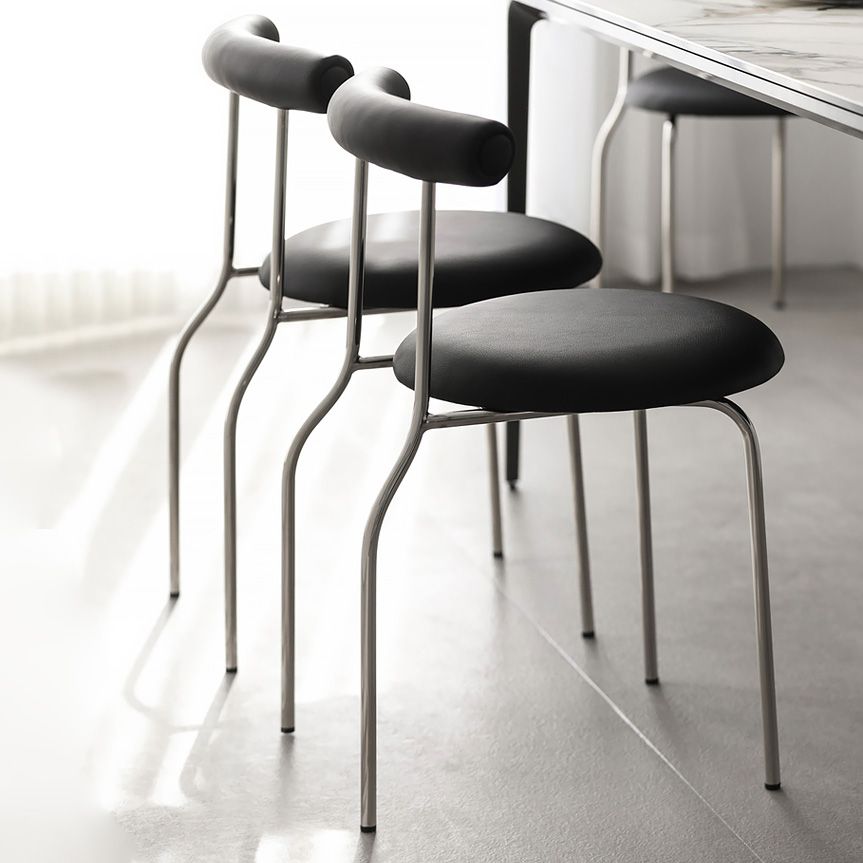 Contemporary PU Leather Side Chair Open Back Stackable Dining Side Chair Clearhalo 'Dining Chairs' 'Dining Tables & Seating' 'dining_chair' 'furn' 'furn_dining_chair' 'Furniture' 'furniture_dining_chair' 'Kitchen & Dining Furniture' 1200x1200_234a9237-ce16-4a17-85ca-021a03b041e9