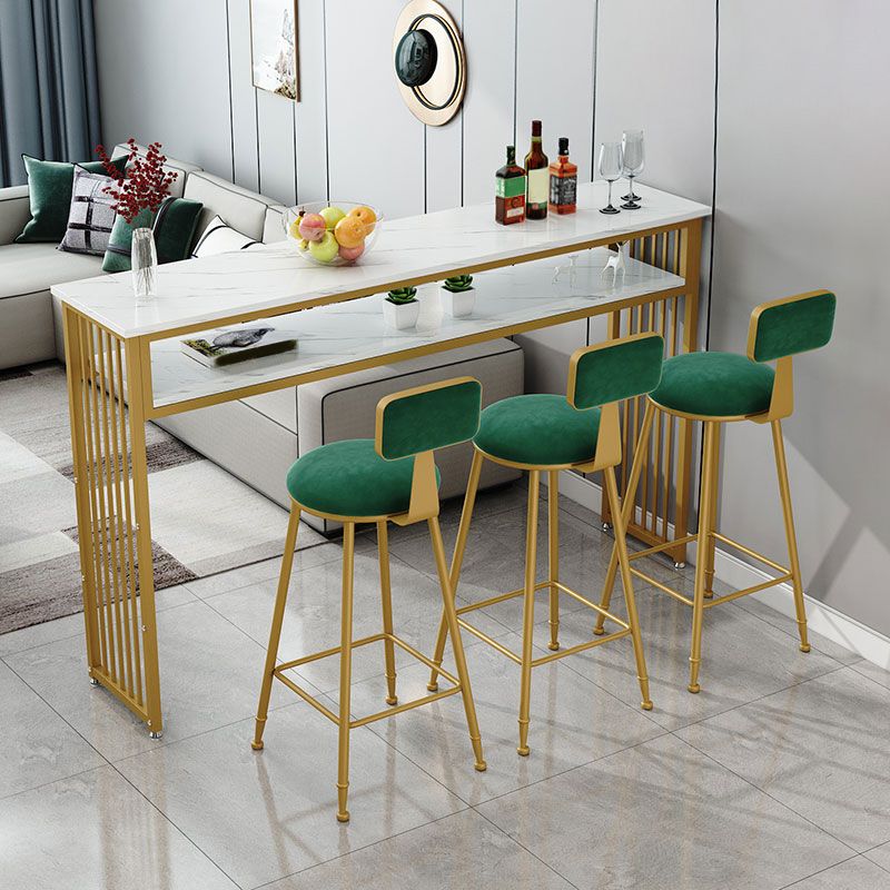 Glam Indoor Bar-Esstisch, rechteckiger Barhocker-Tisch aus Marmor