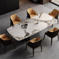Traditional Luxury Rectangle Dining Table Stone Top Pedestal Casual Dining Table Clearhalo 'Dining Tables & Seating' 'Dining Tables' 'dining_table' 'furn' 'furn_dining_table' 'Furniture' 'Kitchen & Dining Furniture' 1200x1200_234bac82-b397-42c9-914a-cd1ef6d3b782