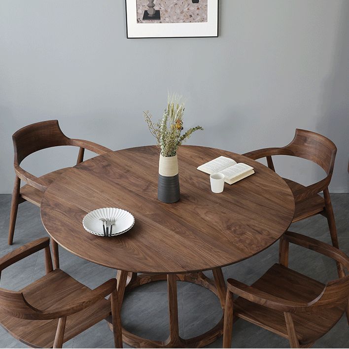 Round Pine Solid Wood Table Modern Dining Table with Wooden Pedestal for Restaurant Clearhalo ' dining_table' 'Dining Tables & Seating' 'Dining Tables' 'furn' 'furn_dining_table' 'Furniture' 'furniture_dining_table' 'Kitchen & Dining Furniture' 'kitchen&dining_furn' 'kitchen' 'kitchen_dining_table' 1200x1200_234c979d-d03c-495a-b83a-09ed96891cdf
