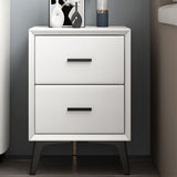 Leder Nachttisch mit 4 schwarzen Beinen glamourösem Nachttisch mit Schubladen