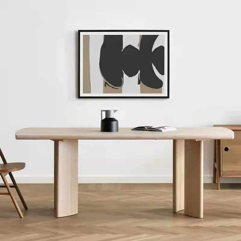 Mesa de madera de ceniza moderna para mesa de cocina rectangular de restaurantes con 4 patas