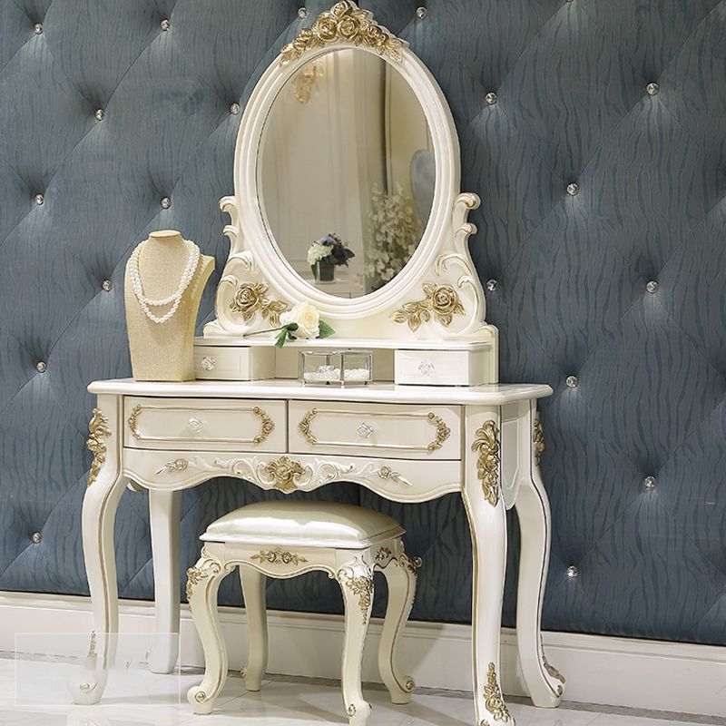 Desk tocador de maquillaje victoriano escritorio de madera de maquillaje con cajón