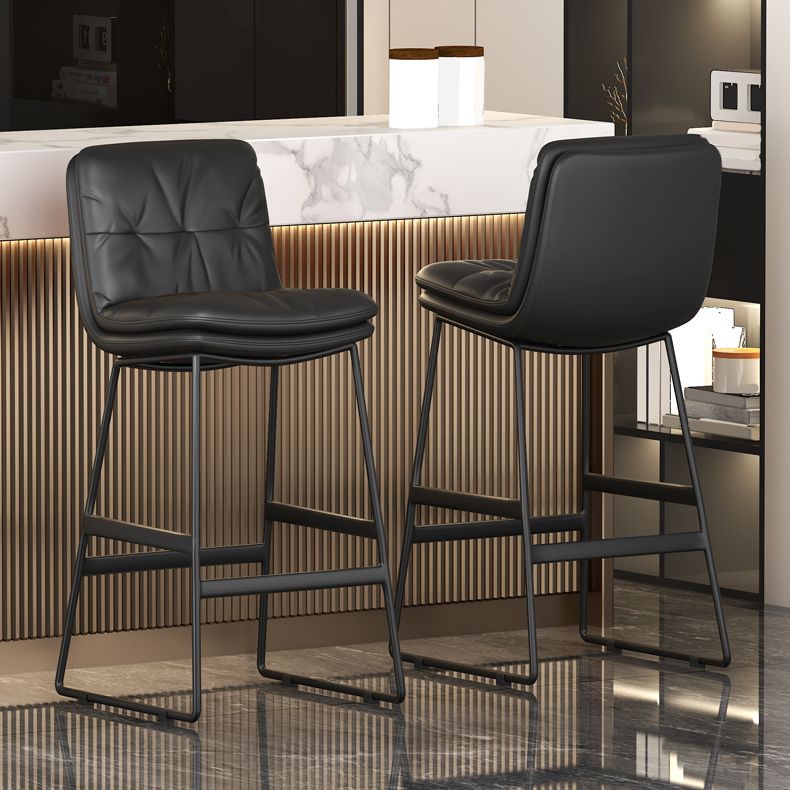 Faux Leather Bar Stools Industrial Metal Patio Bar Stool with Black Legs Clearhalo 'Bar Furniture' 'Bar Stools' 'bar_stools' 'furn' 'furn_bar_stools' 'Furniture' 'Kitchen & Dining Furniture' 1200x1200_23534134-1d05-478f-bdf6-eee98334cd6d