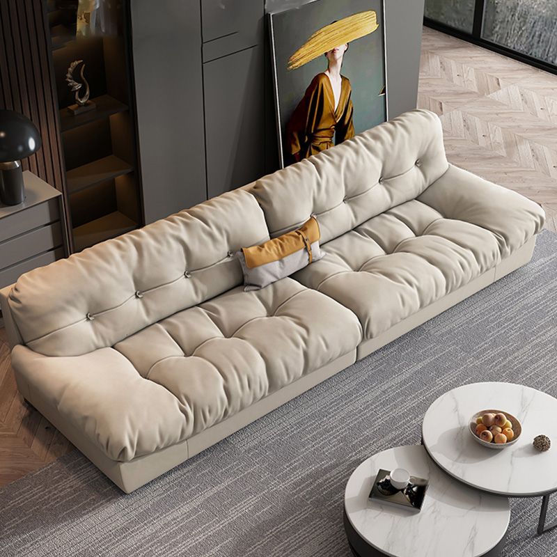 Scandinavian Beige Sofa with Tufted Back and Flared Arm for Living Room Clearhalo 'furn' 'furn_sofas' 'Furniture' 'Living Room Furniture' 'Sofa' 'sofas' 1200x1200_2353c1d5-842a-471e-aaaf-3c44d6bf8b03