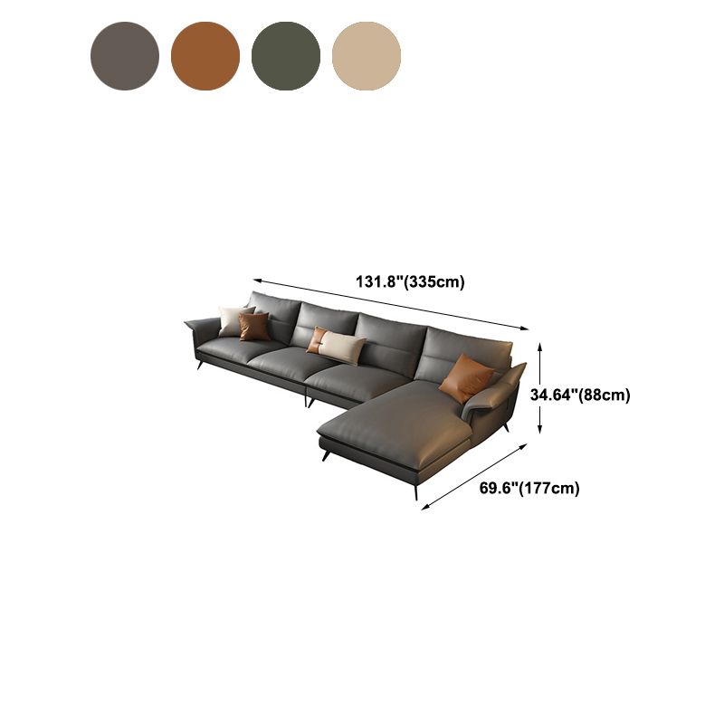 Sofá de sala de estar de cuero con brazo acampanado estacionario de Glamam