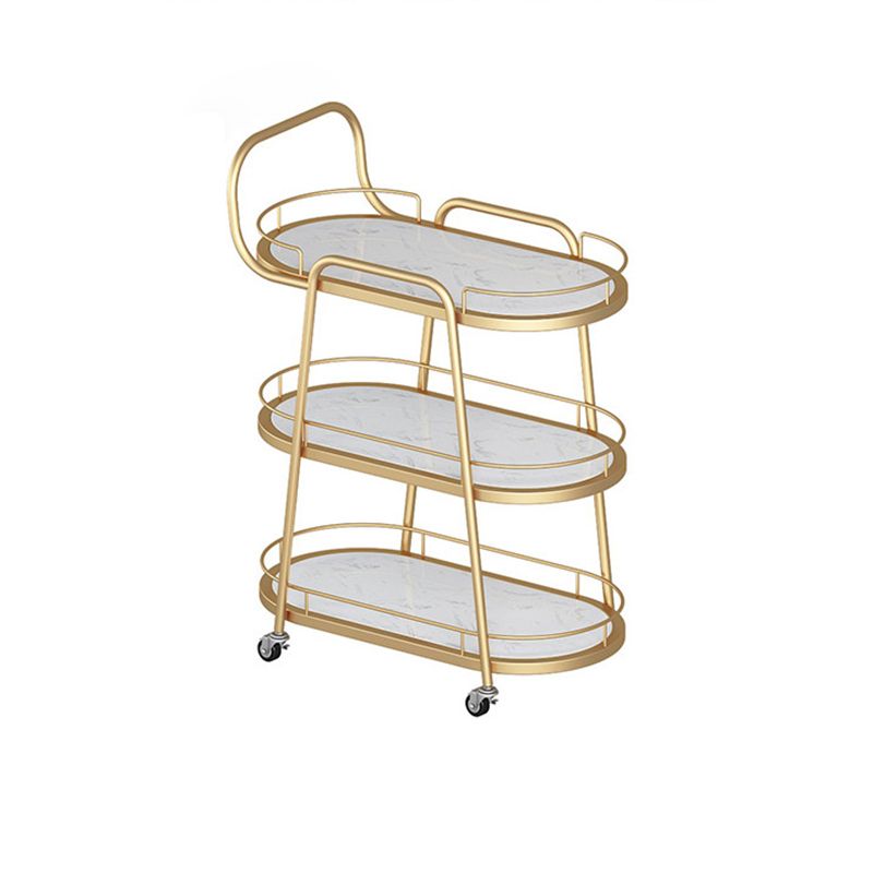 Tavolo da preparazione in metallo ovale contemporaneo 32.28 "H tavolo da preparazione a rotolamento per sala da pranzo