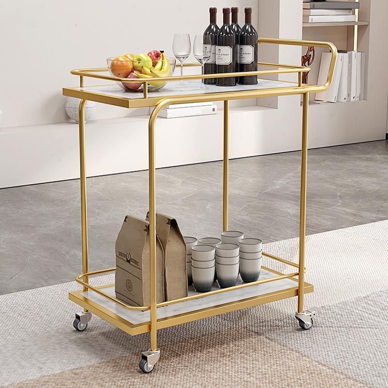 Contemporary Metal Prep Table 33.86"H Rolling Prep Table with Open Storage