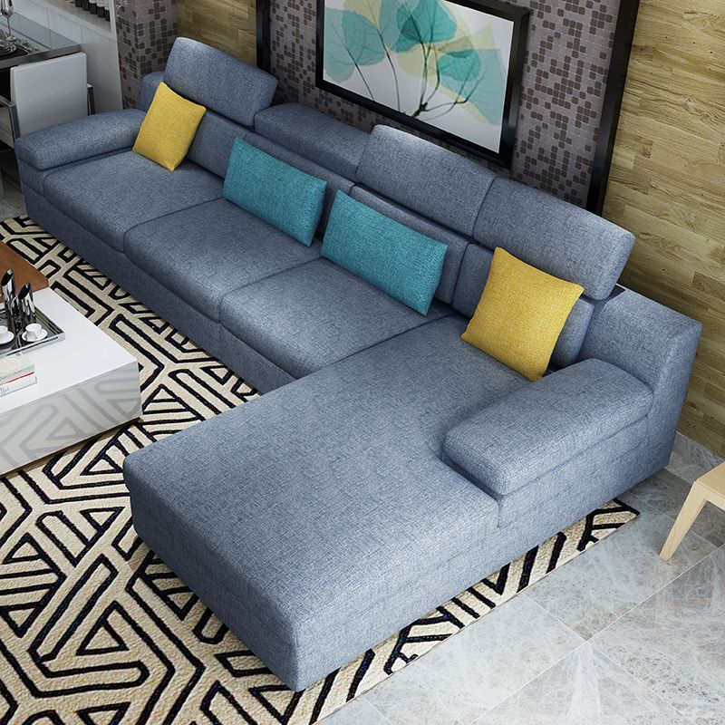 Modern Linen Blend Sectional with Pillow Top Arm for 4 People