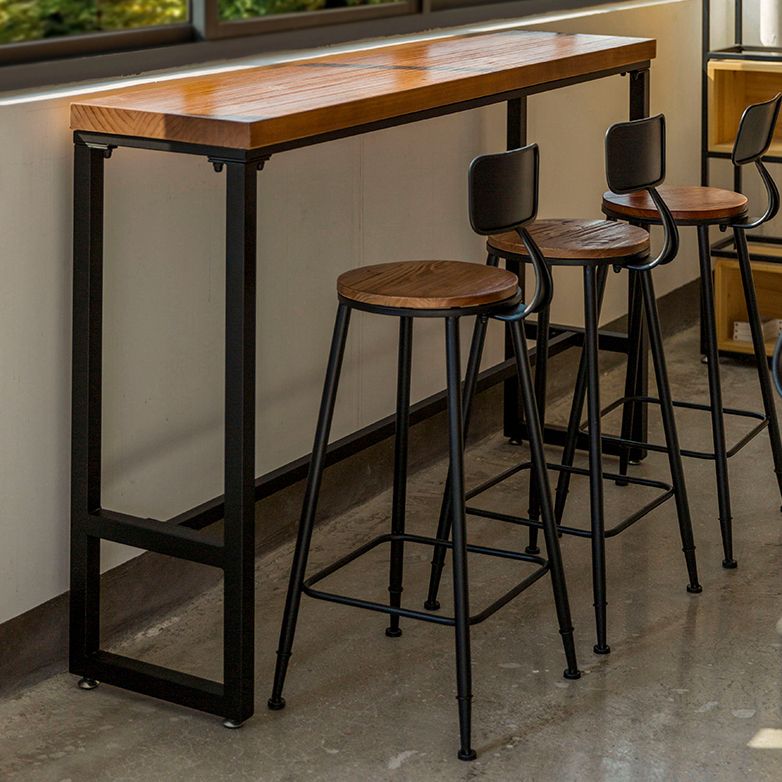 1/4/5/7 Pieces Industrial Iron Bar Table Set Rectangle Pine Wood Bistro Set with Footrest Clearhalo 'Bar Furniture' 'furn' 'furn_home_bar_bar_sets' 'Furniture' 'Home Bars & Bar Sets' 'home_bar_bar_sets' 'Kitchen & Dining Furniture' 1200x1200_23569751-8c14-4962-81a9-25b7611bb83c