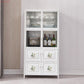 Metal Kitchen Open Storage Buffet Sideboard White Glass Doors Side Board Clearhalo 'buffet_sideboard' 'Buffets & Sideboards' 'furn' 'furn_buffet_sideboard' 'Furniture' 'furniture_buffet_sideboard' 'Kitchen & Dining Furniture' 1200x1200_23575756-362c-4b43-8db5-b1e20f57fbf7
