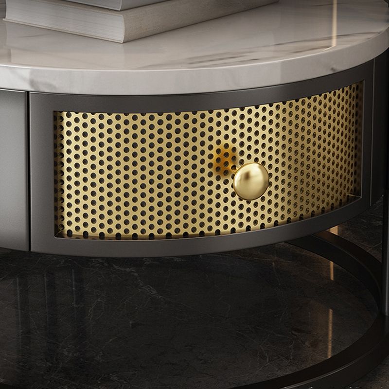 Stone 23.62-inch Tall Modern Frame Side Table 1-shelf 1-Drawer White End Table