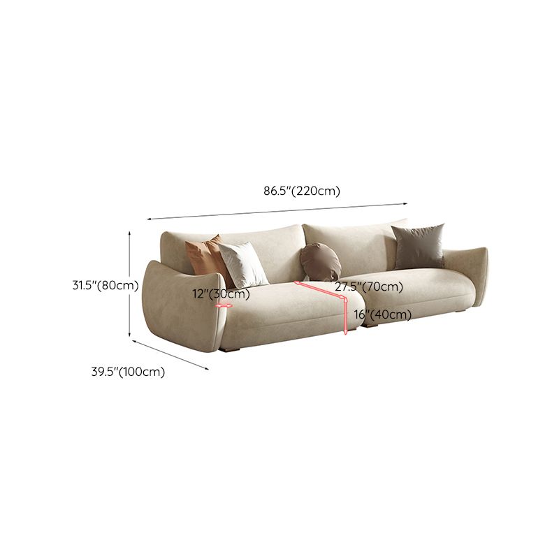 Modern Fabric Sectional with Bolster Pillows 31.5" Tall White L-shape Sectional Clearhalo 'furn' 'furn_sectionals' 'Furniture' 'Living Room Furniture' 'Sectionals' 1200x1200_2358d7b7-c651-4ed3-9f3d-6c613e5b31e9