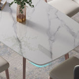 Designer Style Sintered Stone Dining Set 1/4/7 Pieces Rectangle Dining Table with Chairs Clearhalo 'Dining Room Sets' 'Dining Tables & Seating' 'dining_room_set' 'furn' 'furn_dining_room_set' 'Furniture' 'furniture_dining_room_set' 'Kitchen & Dining Furniture' 1200x1200_235a5d1c-7a72-4fcf-bc34-6eb0f6e01df6