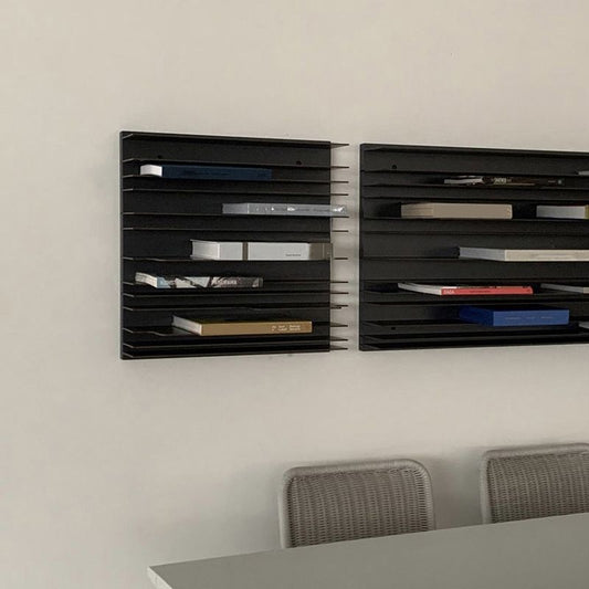 Industrial Metal Bookcase Floating Closed Back Bookshelf with Shelves