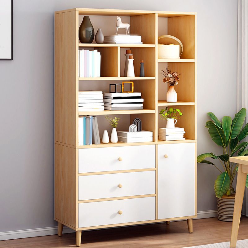 Contemporary Wooden Cabinet with Shelves and Drawers and Straight Legs