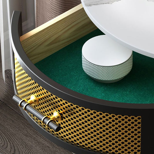 Tavolo laterale rotondo con 1 tavolo da snack con cornice metallica del cassetto