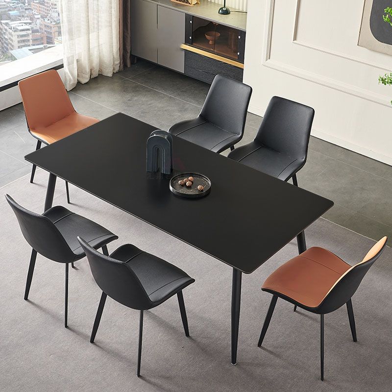 Industrial Kitchen Dinner Table Stone Rectangle 4 Legs Dining Table Clearhalo 'Dining Tables & Seating' 'Dining Tables' 'dining_table' 'furn' 'furn_dining_table' 'Furniture' 'Kitchen & Dining Furniture' 1200x1200_235f8da9-1ec3-437a-b170-ed80aa94a2ee