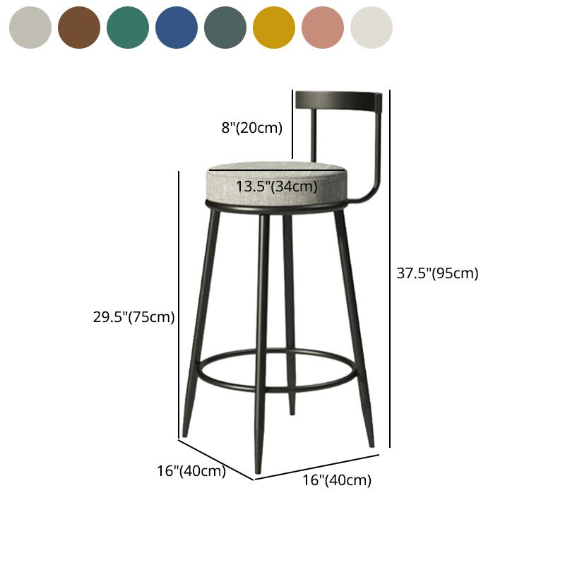 Modern Armless Backrest Counter Stool Iron Cashier Bar Stool with Cushion and Pedal Clearhalo 'Bar Furniture' 'Bar Stools' 'bar_stools' 'furn' 'furn_bar_stools' 'Furniture' 'furniture_bar_stools' 'Kitchen & Dining Furniture' 1200x1200_23607ed4-ee6f-4965-bbc4-fbba815375da