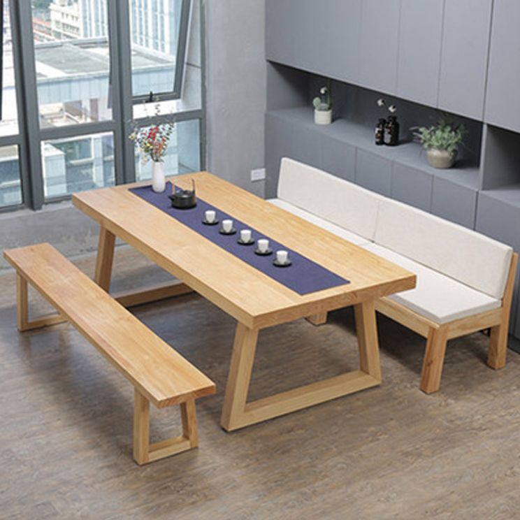 Rectangle Pine Solid Wood Table Modern Dining Table in Nature with Double Pedestal Clearhalo ' dining_table' 'Dining Tables & Seating' 'Dining Tables' 'furn' 'furn_dining_table' 'Furniture' 'furniture_dining_table' 'Kitchen & Dining Furniture' 'kitchen&dining_furn' 'kitchen' 'kitchen_dining_table' 1200x1200_2360812b-1a9d-48fd-9fee-80f8ff3f087a