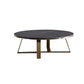 Black Round Slate Coffee Table Luxurious Steel Frame Cocktail Table