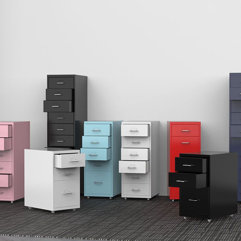 Pedestal de archivo de marco de acero de archivos contemporáneos con bloqueo de llave