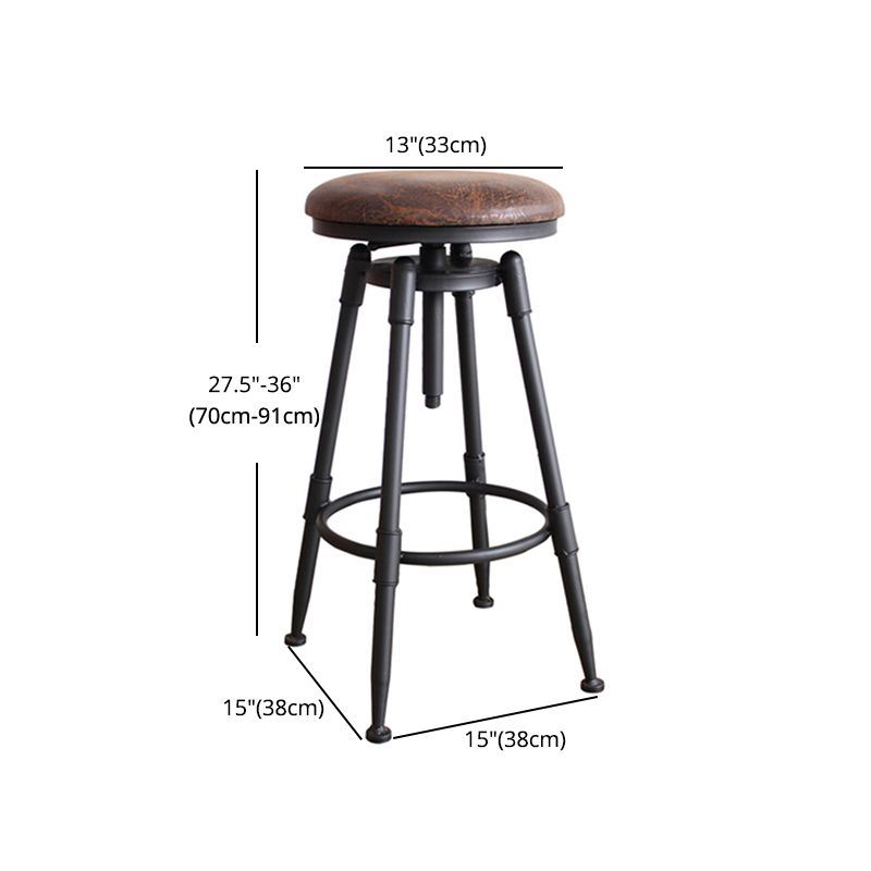 Industrial Style Round Seat Adjustable Height Counter Stool for Kitchen Bar Clearhalo 'Bar Furniture' 'Bar Stools' 'bar_stools' 'furn' 'furn_bar_stools' 'furniture_bar_stools' 'Kitchen & Dining Furniture' 'kitchen&dining_furn' 'kitchen' 'kitchen_furn' Furniture' 1200x1200_2366b72f-2047-48b4-b22e-fc0533203343