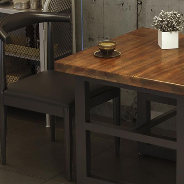 Industrial Style Rectangle Table Set 1/4/5 Pieces Dining Set with Metal Legs for Home Use