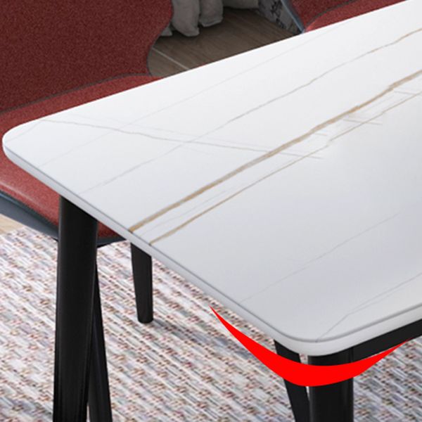 Mesa de comedor de piedra gris rectangular moderna con 4 pies de madera maciza