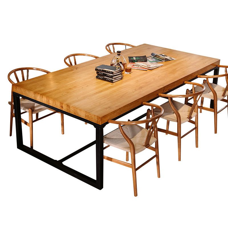 Solid Wood Top Dining Table Industrial Rectangle Table with Trestle Base Clearhalo 'Dining Tables & Seating' 'Dining Tables' 'dining_table' 'furn' 'furn_dining_table' 'Furniture' 'furniture_dining_table' 'Kitchen & Dining Furniture' 1200x1200_236a2260-062c-4b15-a407-c6c0555a65dd