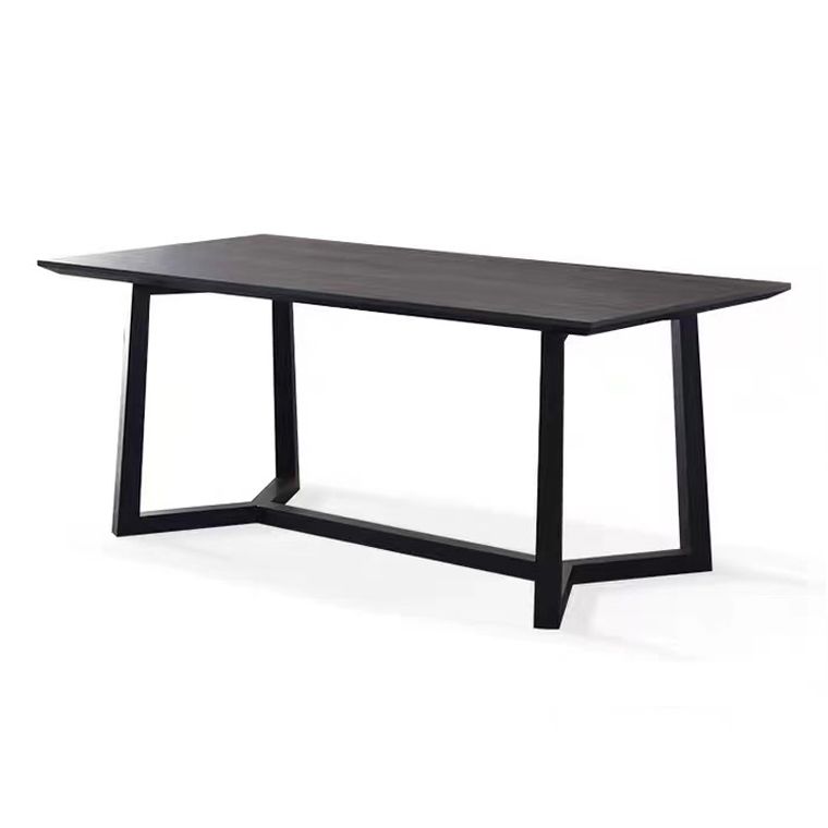 Rectangle Black Industrial Dining Table Pine Solid Wood Table with Trestle Base Clearhalo ' dining_table' 'Dining Tables & Seating' 'Dining Tables' 'Furniture' 'furniture_dining_table' 'Kitchen & Dining Furniture' 'kitchen&dining_furn' 'kitchen' 'kitchen_dining_table' 1200x1200_236c9e50-8412-469a-9b4e-321ed6582a94