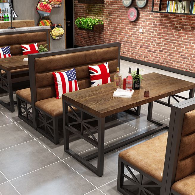 Industrial Solid Wood Dining Table Brown Rectangle Table with Black Frame for Dinning Room Clearhalo ' dining_table' 'Dining Tables & Seating' 'Dining Tables' 'furn' 'furn_dining_table' 'Furniture' 'furniture_dining_table' 'Kitchen & Dining Furniture' 'kitchen&dining_furn' 'kitchen' 'kitchen_dining_table' 1200x1200_236d799d-568a-4e8d-ada9-d0ca2f8b04d1
