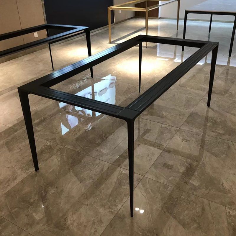 Rectangle Sintered Stone Dining Table Industrial Style 4 Legs Base Table for Home Clearhalo ' dining_table' 'Dining Tables & Seating' 'Dining Tables' 'Furniture' 'furniture_dining_table' 'Kitchen & Dining Furniture' 'kitchen&dining_furn' 'kitchen' 'kitchen_dining_table' 1200x1200_236f16b0-ccd9-49b8-b61e-ee6edf6fcd13