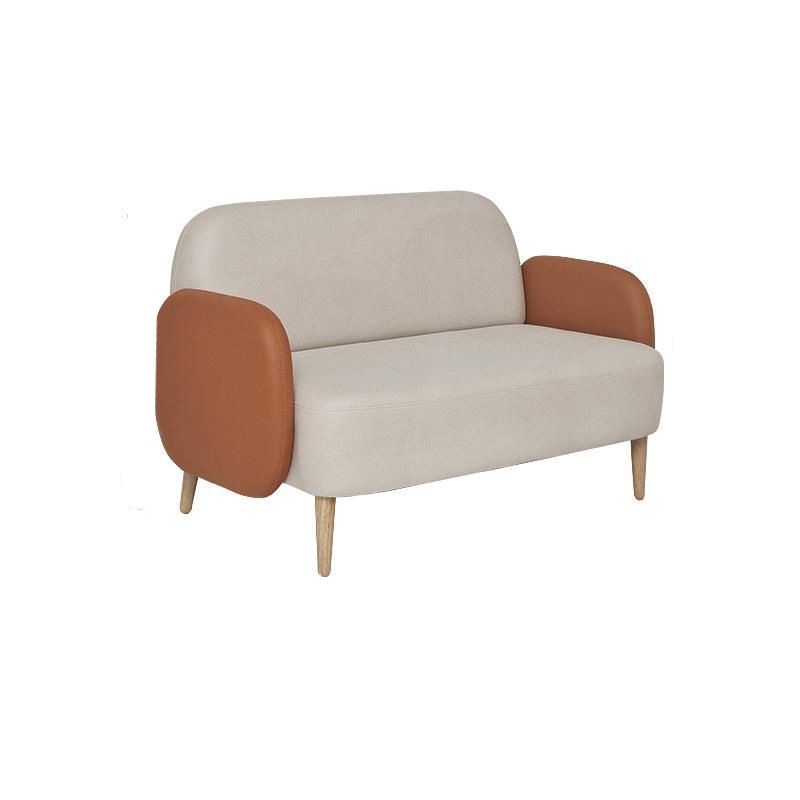 Contemporary Tight Back Standard Sofa Faux Leather Square Arm Sofa