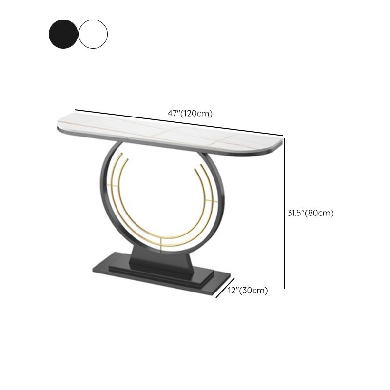 Glam Half Moon Accent Table Iron Console Sofa Table for Hall