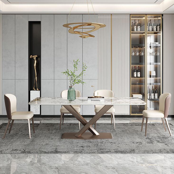 Glam Kitchen Sintered Stone Dining Table Gray Rectangle Shape Dining Table with Pedestal Base Clearhalo ' dining_table' 'Dining Tables & Seating' 'Dining Tables' 'furn' 'furn_dining_table' 'Furniture' 'furniture_dining_table' 'Kitchen & Dining Furniture' 'kitchen&dining_furn' 'kitchen' 'kitchen_dining_table' 1200x1200_2377153a-88ab-49be-b293-2357a2aa5c59