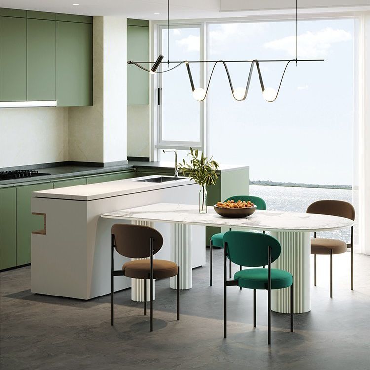 Metal Contemporary Free Form Dining Table Sintered Stone Table with 3 Legs Clearhalo 'Dining Tables & Seating' 'Dining Tables' 'dining_table' 'furn' 'furn_dining_table' 'Furniture' 'furniture_dining_table' 'Kitchen & Dining Furniture' 'kitchen' 'kitchen_dining_table' 1200x1200_23783506-86ff-4088-abd0-ad04912234ee
