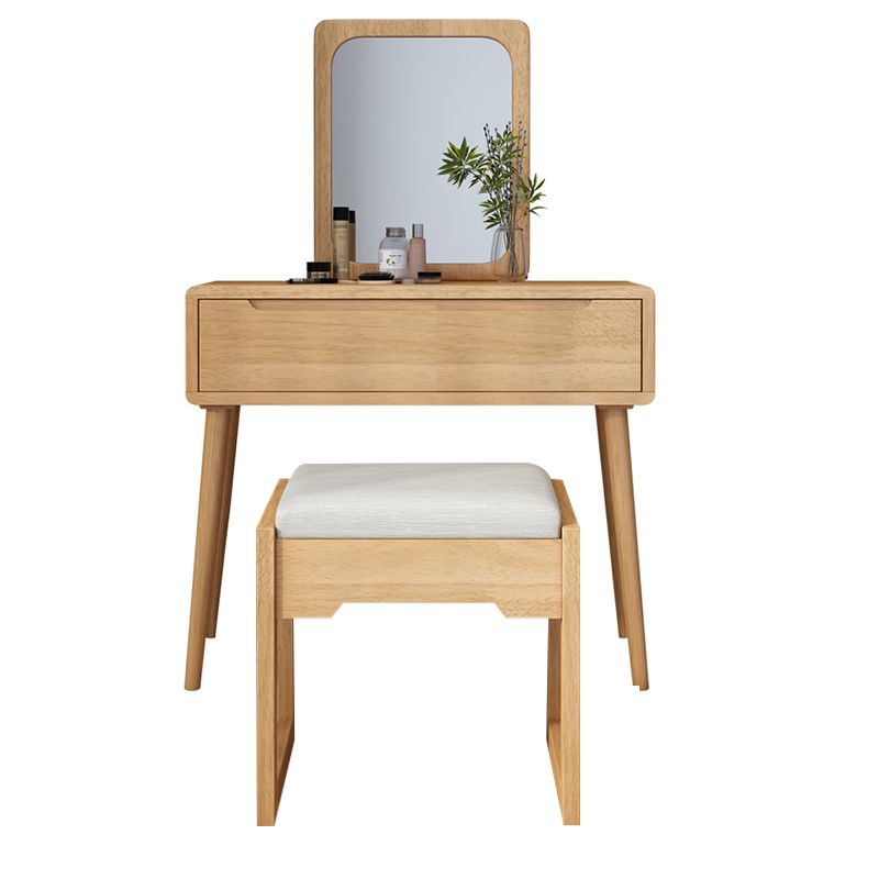 Table de bureau de vanité de maquillage scandinave en blanc et brun pour la chambre